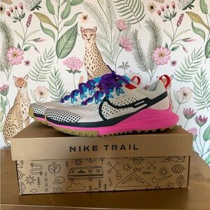 Nike React Pegasus Trail Athletic Shoes - White, Pink, Purple, Blue